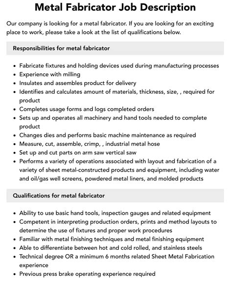 metal fabrication jobs salary|aluminum fabrication job description.